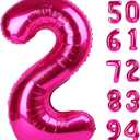 Hot Pink 2 Balloon, Number Balloons 40 Inch, 2nd Balloon Number Birthday Decorations, Second Two Birthday Party Supplies, Number 2 Balloon