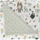 Whimsical Animals Baby Blankets for Girl Boy Cute Animals Spring Soft Mink Dotted Backing Double Layer Swaddle Blanket Bear Deer Bunny Rainbow Greenery Bed Throw for Infant Toddler Nursery 30x40