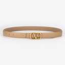 RLINEA Women's Casual Genuine Leather Belts for Jeans Dress Set Coat Pants, Fashion Waist Belts with V-Style Gold Buckle (Color : Camel, Size : 26"-36" Waist Adjustable)