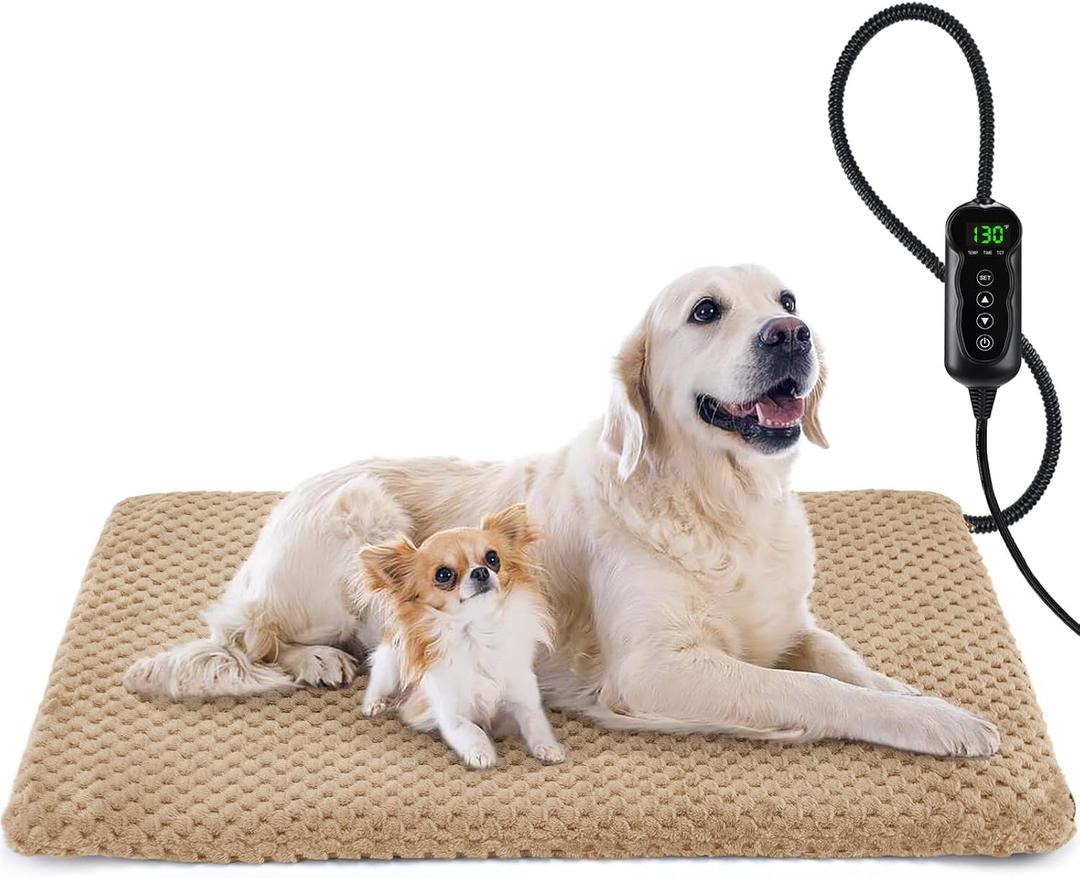 INVENHO Pet Heating Pad for Cats & Dogs, Waterproof, Adjustable Temp with Timer, Electric Pad L