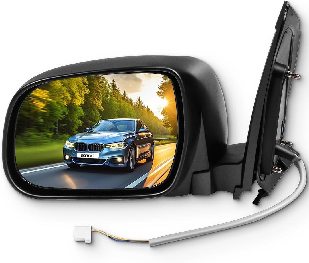 SCITOO Driver Side View Mirror Fit For 2004-2010 For Toyota Sienna Manual Folding Non-heated Power adjustment Black Left Outside Exterior Mirror TO1320201