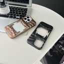 Yesunktt Hollow-Out Crinkle Tiger Teeth Design for iPhone 15 Plus Case Electroplated Matte Finish Shockproof Silicone Soft Cover with 3D Textured Creative Style，Electroplated Black