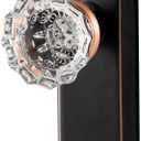 2 Pack Vintage Single Sided Crystal Dummy Door Knobs Interior, Antique Long Plate Glass Dummy Door Knobs in Oil Rubbed Bronze