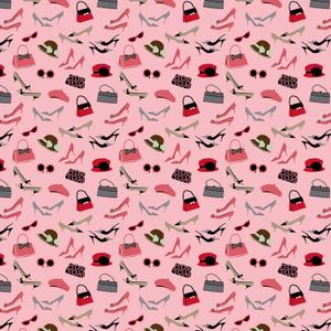 Michael Miller Fashionista Pleasures, Pink, 
44"/45" Wide