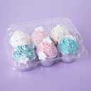 ONE MORE Clear Cupcake Boxes 6 Cavity Holder, Large 6 Compartment Muffin Containers Plastic Cupcake Carrier with Deep Dome 4" High Safe Eco-friendly Material Pack of 15