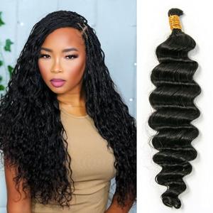 YWIGS Deep Wave Bulk Human Hair for Braiding Boho Knotless Braids Human Hair 100 Percent Human Braiding Hair 100G NC 18inch