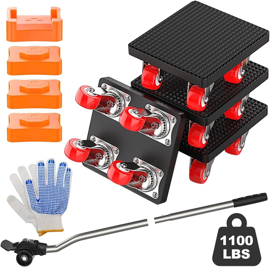 Furniture Dolly, Anti-Slip Heavy Duty Furniture Movers with 360 Rotation Wheels, Dolly Kit Movers Sliders with Furniture Lifter for Moving Appliance,Sofa,Mattresses,Heavy Objects Up to 1100 lbs (Black)