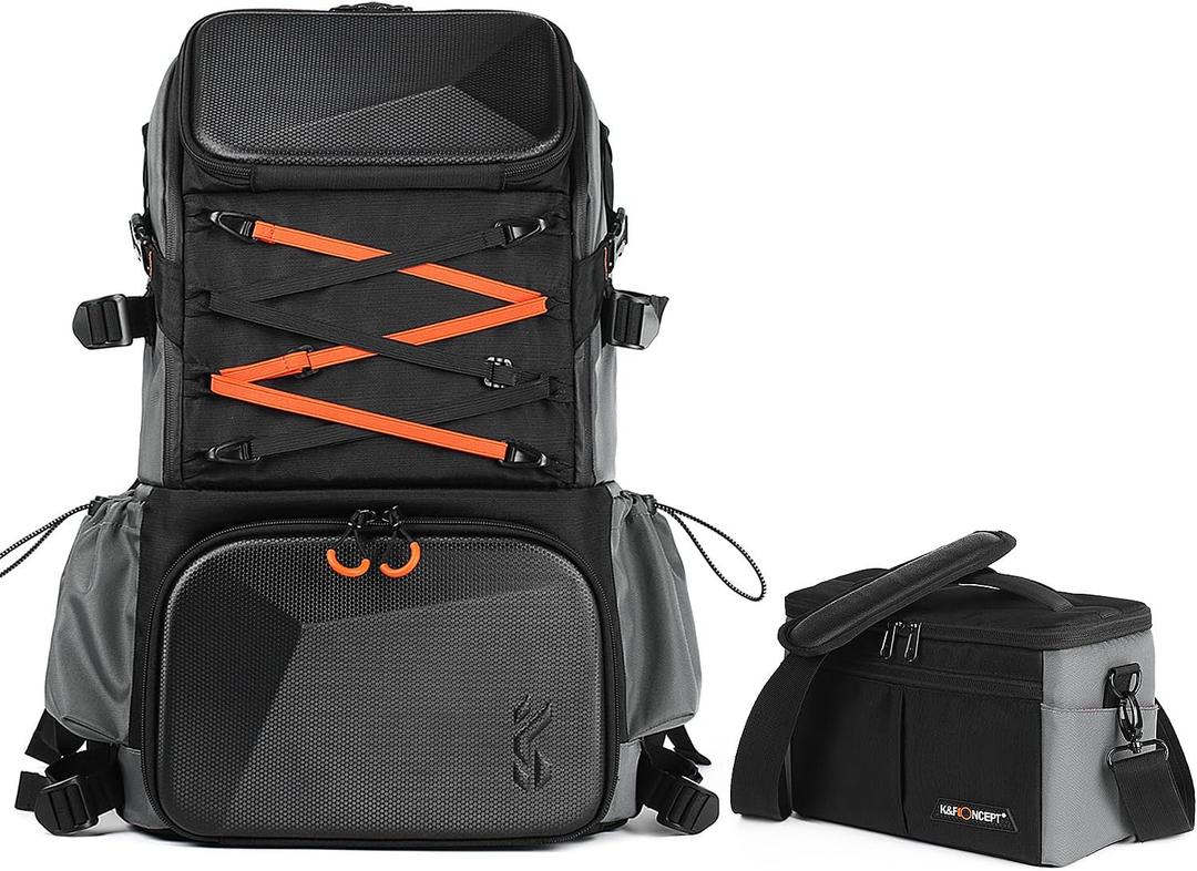 K&F CONCEPT Camera Bag EVA Waterproof 2 in 1Camera Backpack Shoulder Bag 32L Large Capacity with Rain Cover Storage for 15.6" Laptop for Photography