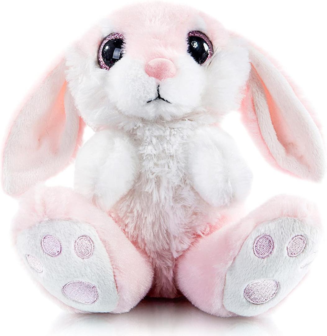 My OLi Bunny Stuffed Animal 8.5in Plush Rabbit Stuffed Bunny with Floppy Ear Bedtime Friend Soft Toy Gifts for Girls Boys Kids, Pink