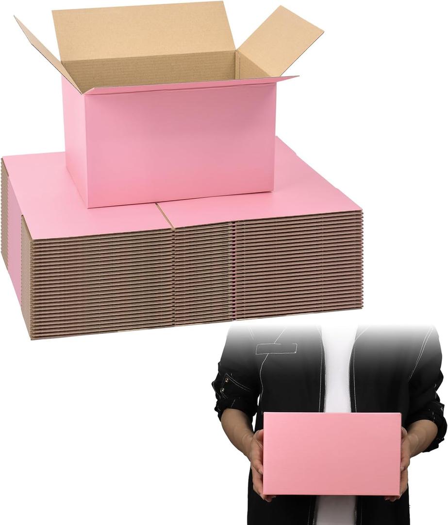 Pink Shipping Boxes 10x7x6 Inches, 30 Pack Mailer Boxes for Small Business, Corrugated Cardboard Boxes for Packaging, Shipping, Mailing