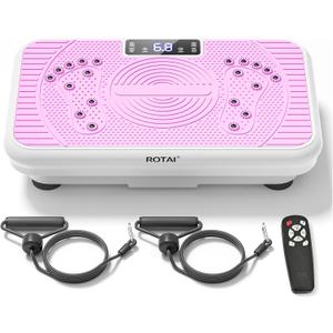 Vibration Plate, Lymphatic Drainage Massager for Circulation Boost & Recovery, Vibration Plate Exercise Machine with Remote & Loop Bands, Compact Home Fitness Platform for Shaping (Pink)