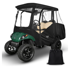 10L0L Golf Cart Driving Enclosure 2/4 Passenger for Yamaha G14 G16 G22 G29 Drive2 with Heavy Duty Zipper,600D Golf Cart Rain Cover Driving Covers with Roll-up Windshield, 4-Sided Clear Window