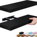 Sorbus Floating Shelves for Wall – 16 Inch Floating Shelf for Kitchen, Bedroom, Living Room, Bathroom, Home & Wall Decor - Mounted Bathroom Shelves with Invisible Brackets (Black, 2 Pack)