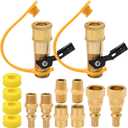 14pcs Propane Quick Connect Fittings,1/4" RV Propane Quick Connect Fittings Adapter with 3/8" Flare x 1/4" NPT Male Pipe Half-Union Fitting 1/4" Male NPT 1/4" Female NPT, 0.25 inches