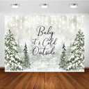 Avezano Baby It's Cold Outside Backdrop Winter Baby Shower Photo Background Props Winter Wonderland Party Decoration Snowflakes Newborn Photo Photo Banner (Blue) (Green, 10x7ft)