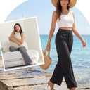 ZOOSIXX Capri Pants for Women - Wide Leg Loose Casual Trousers with Pockets Summer High Waisted Drawstring Pants (Black, M)