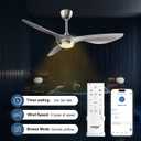 reiga 52 Inch Modern Smart Wifi Ceiling Fan with Light and Remote Control, Living Room Bedroom patio 3 Blade Ceiling Fans with Reversible Mute DC Moto