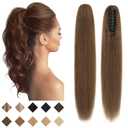 SEGO Claw Clip Ponytail Extension Human Hair Clip in Ponytail Hair Extensions Real Human Hair Pony Tails Hair Extensions For Women 14 Inch #04 Medium Chocolate Brown