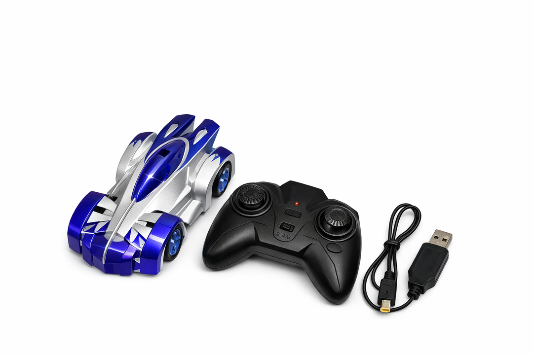 Yucmed Wall Climbing Remote Control Car, 360° Rotating Dual Mode RC Stunt Car, Toys for 3 Year and up Old Boy, Rechargeable Toy Car with Headlight, Christmas Birthday GiftsBlue