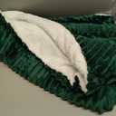 Green Sherpa Fleece Throw Blanket 50”×60” for Couch Sofa Bed,Double Side Soft Fuzzy Cozy Plush Thick Flannel Blanket with Striped Design Gift for Adults,Woman,Girls