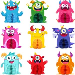 9 Sets Monster Honeycomb Centerpieces Little Monster Birthday Party Table Decorations Monsters Themed Birthday Party Supplies Baby Shower Favors Table Toppers Decor for Kids