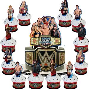 25Pack Wrestling Cake Toppers Cupcake Toppers,Wrestling Birthday Party Decoration Cake Decorations