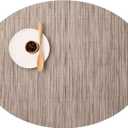 Chilewich Bamboo Placemats Set of 4 - Woven Oval Placemats - Reusable, Stain-Resistant, Indoor/Outdoor Tabletop Protection - 19" x 14" - Dune
