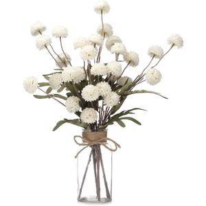 6PCS Mums Artificial Flowers with Vase - Small Silk Fake Flowers Suitable for Vase Bedroom Dining Room Living Rooms Decor Home Table Decor