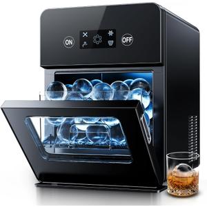 EUHOMY Ice Ball Maker Countertop, 144Pcs/day, 4Pcs Ready in 40Mins, Self-Cleaning, Sphere Ice Maker Machine with Crystal Clear Ice for Whiskey/Brandy/Rum (Black)