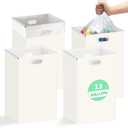SARDVISA 13 Gallon Disposable Trash Cans with Handles, Extra Large Portable Collapsible Garbage Cans with Waterproof, Recycled Reusable Recycling Bins for Party Events Camping, White, 4 Packs