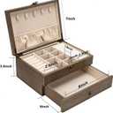 Pinzoveco Jewelry Box for Women, Rustic Wooden Jewelry Organizer Box for Storage Earrings Rings Necklace Bracelet, Farmhouse Style Wood Jewelry Boxes & Organizers (Gray)