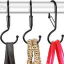 6 Purse Hanger for Closet. Tote Hanger. S-Shaped Hooks S Hooks Twist Design. Anti Drop S-Shaped Hook for Hanging Handbags with Safety Buckle to Prevent Falls. Heavy Duty. (Black, Twisted)