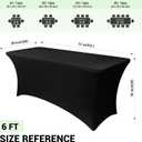 Obstal 6ft Stretch Black Spandex Table Cloth for Standard Folding Tables - 2 Pack Universal Rectangular Fitted Tablecloth Protector for Wedding, Trade Show, Vendor Stand