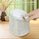 KEYPOWER Bling Rhinestone Small Tabletop Plastic Trash Can Cute Waste Can with Press-Top,Inner Tube and Trash Bags 0.5 Gallon Capacity, Suitable for Home Countertop,Car,Table Desk,Office (White)