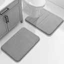 Yimobra Memory Foam Toilet Bath Mat U-Shaped, Commode Contour Rug, Soft and Comfortable, Super Water Absorption, Non-Slip, Thick, Machine Wash and Easier to Dry for Bathroom, 24 X 20 Inches, Grey