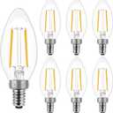 Energetic E12 B10 LED Classic Candelabra Clear Light Bulb, 40 Watt Equivalent, Soft White 2700K, Filament Clear Glass, Non-Dimmable, UL Listed, Pack of 6
