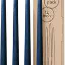CANDWAX 12 inch Taper Candles - Set of 4 Dripless and Smokeless Unscented Slow Burning Candle Sticks - Dark Blue Candles