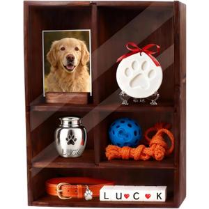 Dog Memorial Shadow Box with Pen,11x4x14 Inch Pet Ashes Keepsake Wall-Mountable Display Case for Dog /Cat Loss Sympathy Gifts - Wooden