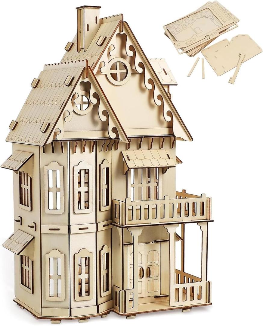 3D House Jigsaw Puzzle Model Kit - CUTEROOM Fantasy Villa Dollhouse DIY Building Set for Adults, Creative Home Decor Gift