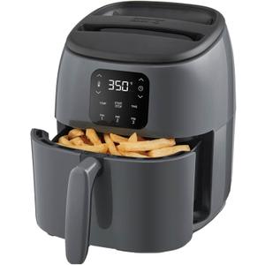 Dash Tasti-Crisp Digital Air Fryer 2.6 Quart Small Compact Mini Air Fryer for French Fries, Nuggets & More, 1-2 People, Auto Shut Off, Adjustable Temp, Dishwasher Safe Parts - Grey