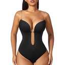 Women Shapewear Backless Body Bra Shaper Womens Plus Size Plunge Invishaper Low Back Thong Bodysuits Open Crotch Daily Use(Black M)