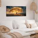 Palderwallart Beautiful Fantasy Tree of Life Landscape Wall Art for Living Room Office Nature Scenery Gold Painting Prints Sunrise Scenic Canvas Artwork Over the Couch Dining (20x40 Inches)