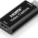 4K HDMI Video Capture Card, Cam Link Card Game Capture Card Audio Capture Adapter HDMI to USB 2.0 Record Capture Device for Streaming, Live Broadcasting, Video Conference, Teaching, Gaming(Black)