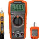 Klein Tools 69149P Electrical Test Kit with Digital Multimeter, Non-Contact Voltage Tester and Electrical Outlet Tester, Leads and Batteries