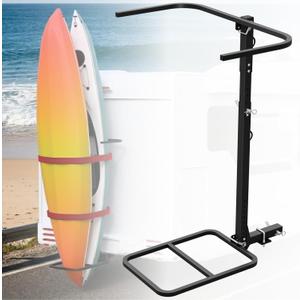 2-in-1 RV Hitch Mount Kayak Rack for Truck SUV Camper Trailer, Height Adjustable Vertical Standing Kayak Carrier with 2" Receiver, Up to 12ft, 150 lbs Capacity
