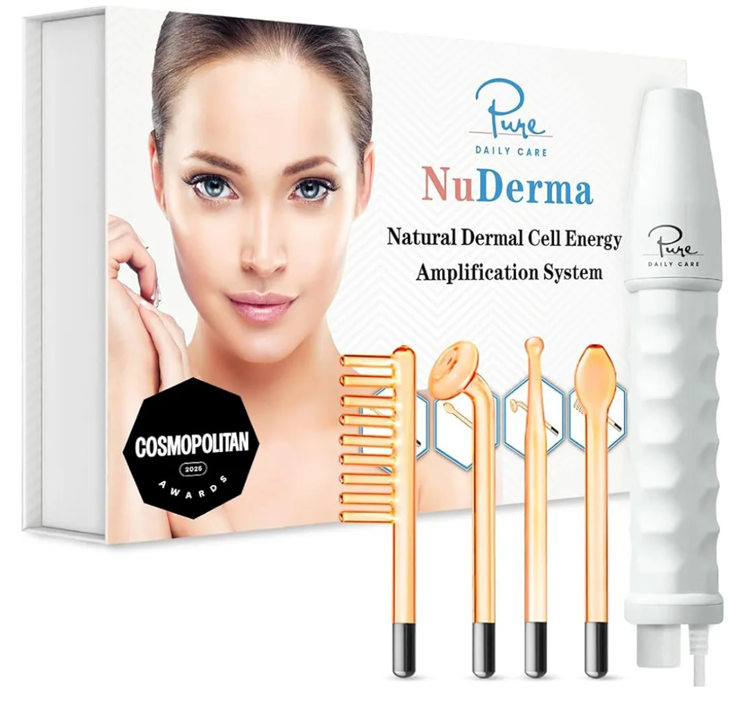 Pure Daily Care NuDerma Handheld Skin Therapy Wand Machine w/Neon – Anti-Aging - Skin Tightening - Wrinkle Reducing - Dark Circles – Clarifying - Hair & Scalp Stimulator