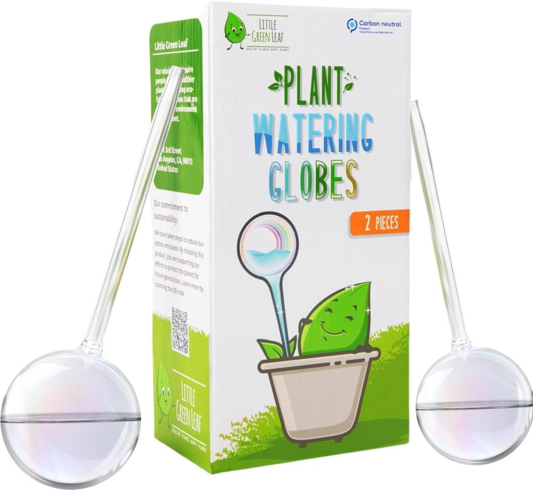 LGL Plant Watering Globes - Automatic Self Watering Globes. Decorative Self Watering Planter Inserts Made From Hand-Blown Durable Glass. Self Watering Spikes to Support Plant Health. 2 Pack x 200ml.