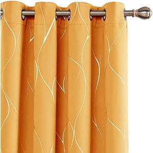 Deconovo Blackout Curtains - Silver Wave Line Print, Thermal Insulated, Noise Reducing, Privacy Drapes for Bedroom & Living Room (52W x 96L Inch, Orange Flame, 2 Panels)