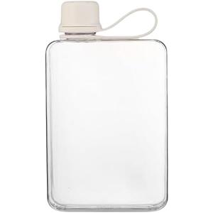 excvalues Flat Water Bottle Portable Travel Flask Lightweight 17 oz BPA Free Tritan Reusable Plastic Water Bottles Leakproof Slim Water Bottle for Purse Travel Pocket Sports Fitness(White)