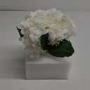 Hollyone Hydrangea Artificial Flowers with Vase White Silk Fake Flowers Arrangements in Glass Vase with Faux Water for Home Bathroom Office Table Centerpiece Shelf Decorations